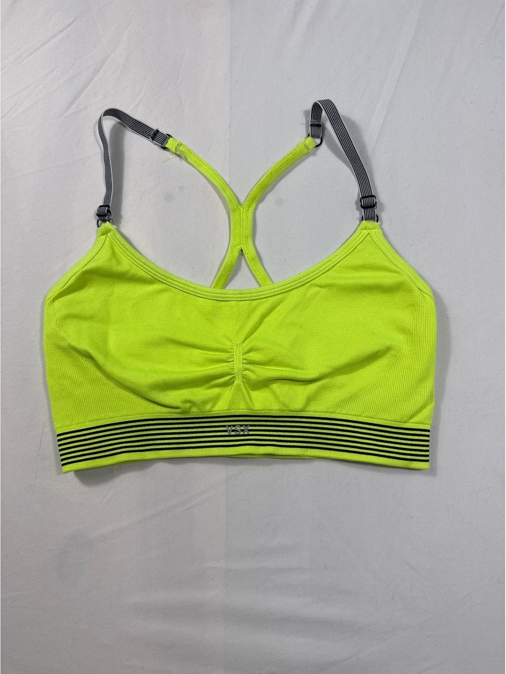 Victoria's Secret VSX Neon Yellow Sports Bra with Striped Band